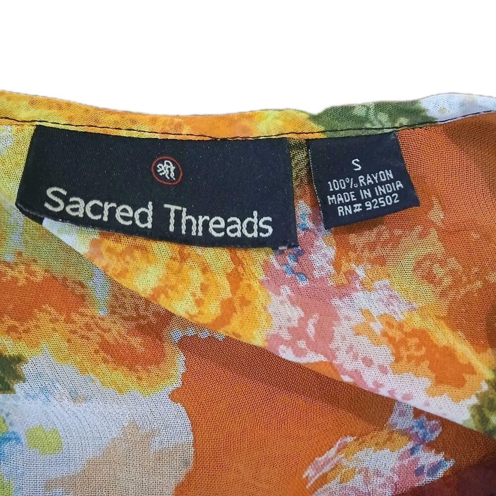 Sacred Threads Boho Patchwork Floral Tunic Top Sm… - image 7